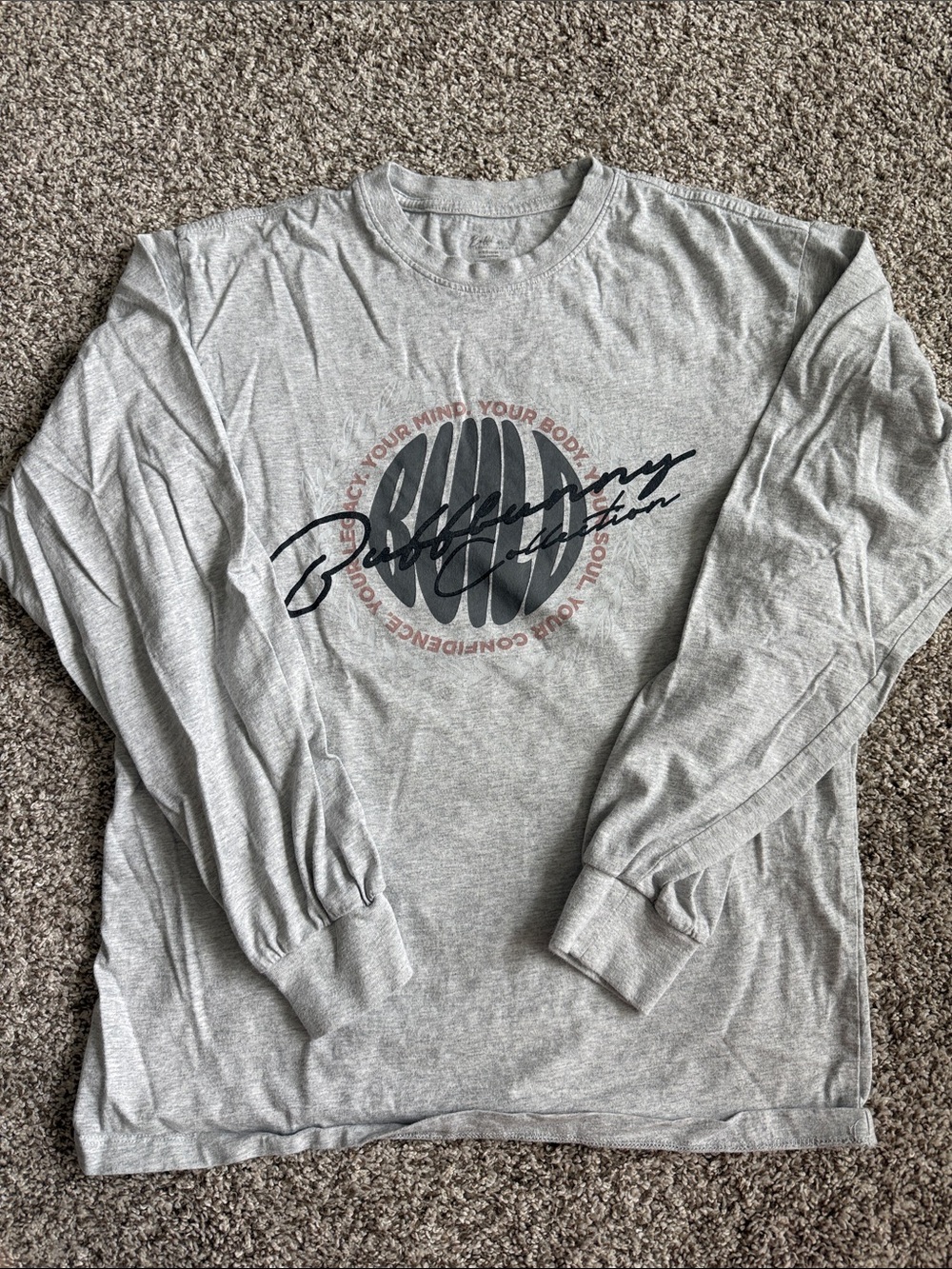 BuffBunny Gray Long Sleeve Graphic Tee